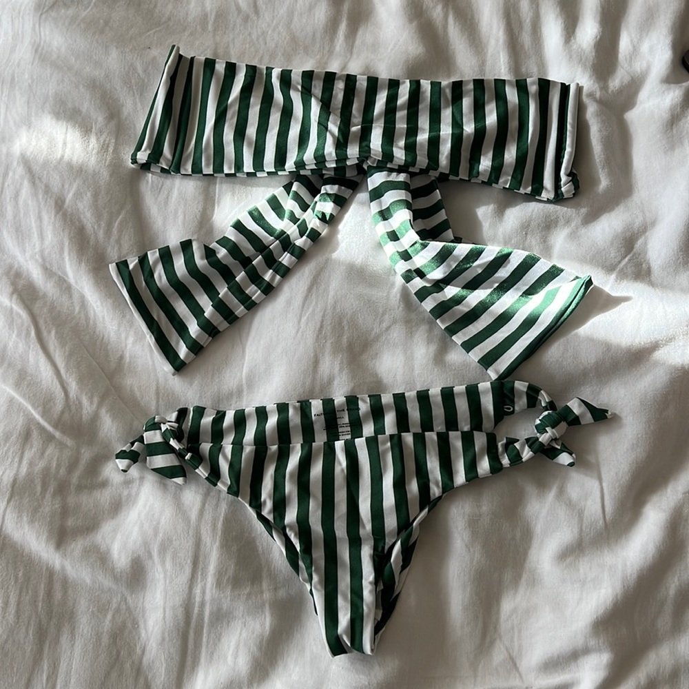 Faithfull the Brand Green Stripe Cecile Bikini